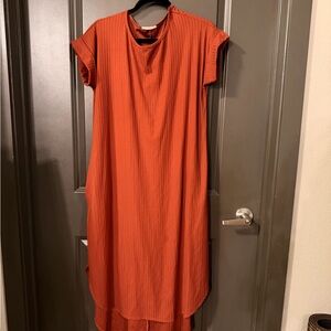 Casual blush Ribbed Midi Dress - Women's